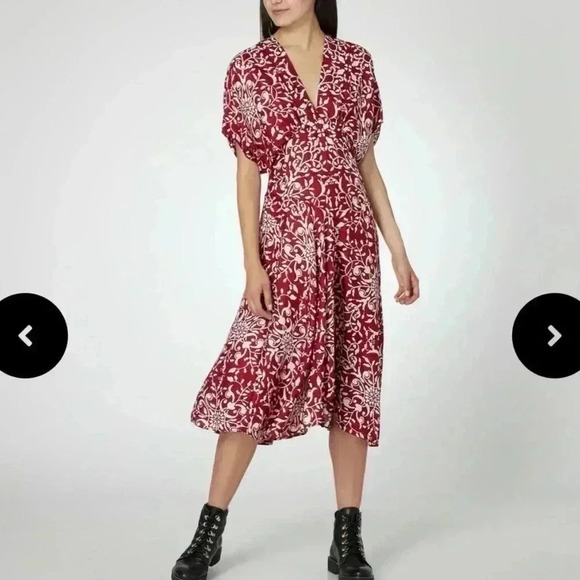 The Kooples Coromandel Silk Red Dress Size 8 $468 - Picture 2 of 6